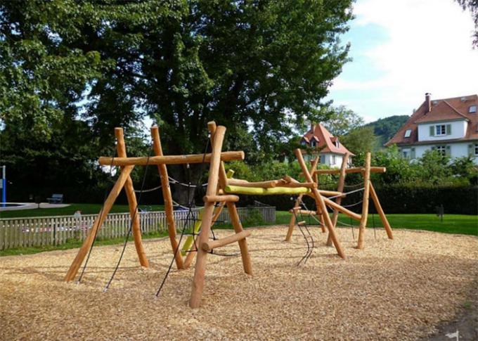Natural Wooden Climbing Wall Net And Wall Series Outdoor Play Equipment