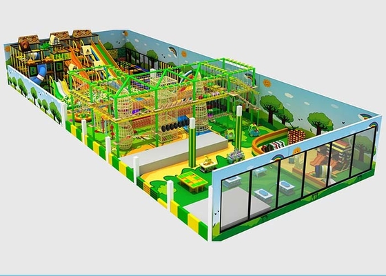 Jungle Theme Commerical Indoor Playground Equipment With Trampoline And Adventure Courses