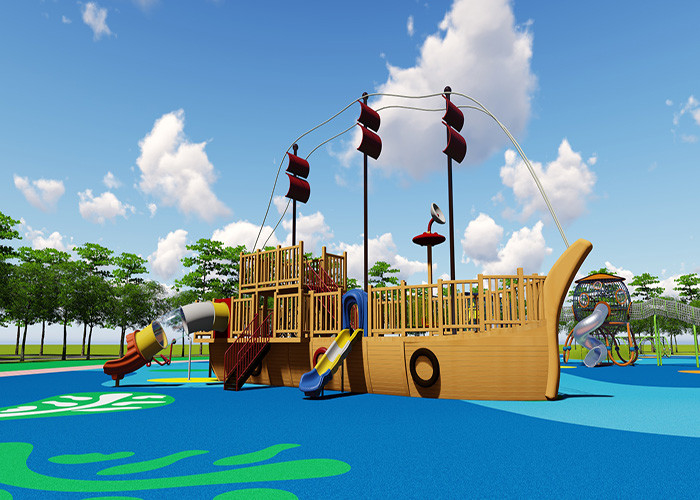 Pirate Ship Childrens Garden Play Area Outdoor Slide Climbing Structure For Adults