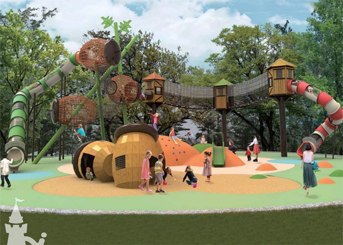 Pine Cone Theme Outdoor Playground Equipment Climbing Net Slide Parks