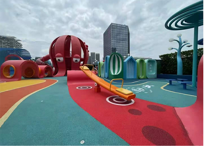Red Octopus Theme Artistic Playgrounds Children'S Park Playground Equipment