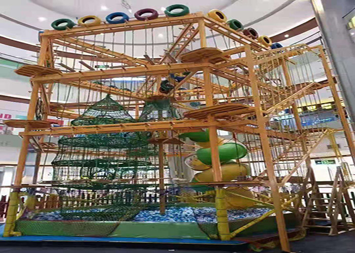 Trampoline Park Indoor Ropes Course 3 Layer Adventure Play Area