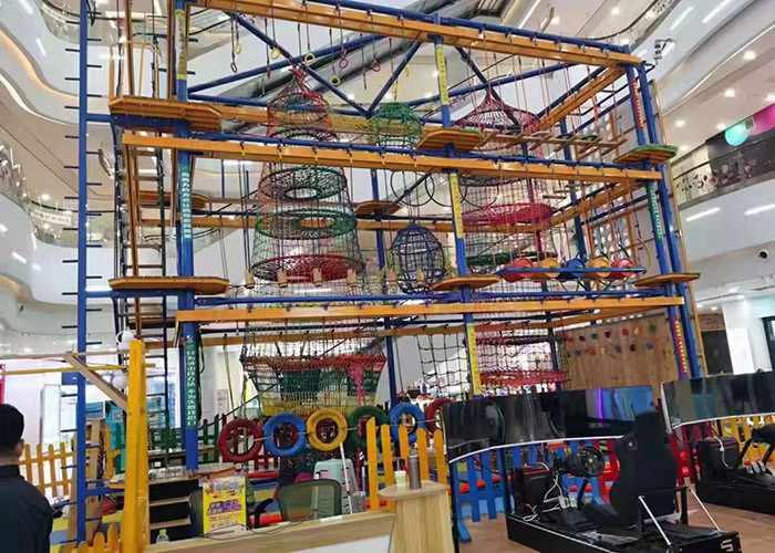 Colorful Climbing Wall Indoor Ropes Course Adventure For Adults Children