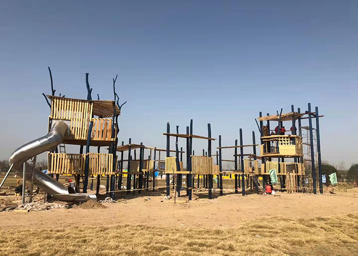 Residental Children Wooden Playground Set Park Outdoor Play Equipment