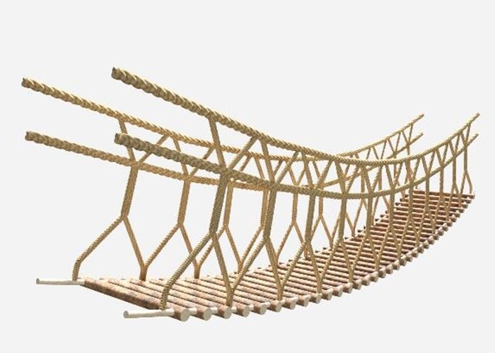 Wooden Rope Net Bridge Playground Suspension Protection Net