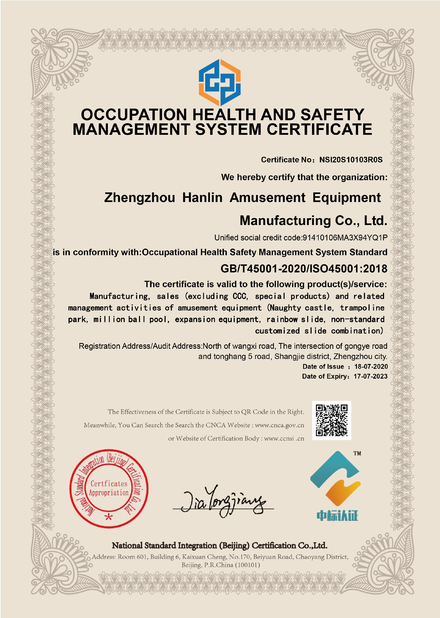 China ZHENGZHOU HANLIN AMUSEMENT EQUIPMENT MANUFACTURING CO.,LTD. certification